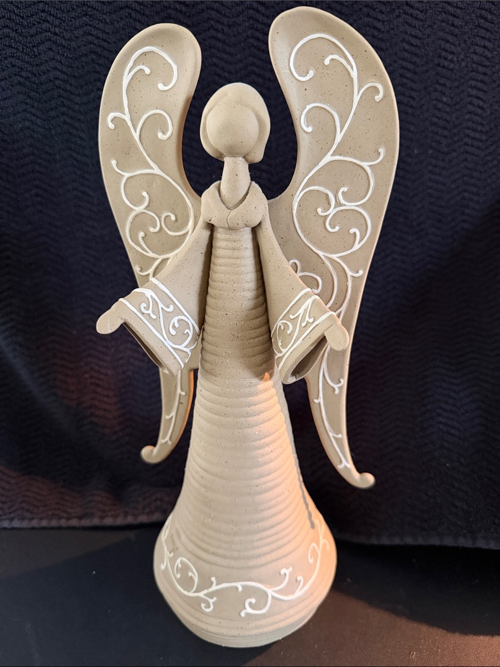 Elegant Handmade Pottery 12” Angel Sculpture
